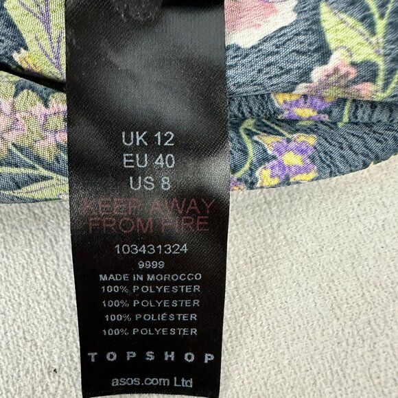 Topshop Womens Floral Ruffle V-Neck Dress Size US 8 Polyester - Picture 6 of 7